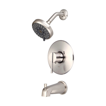 OLYMPIA FAUCETS Single Handle Tub/Shower Trim Set, Wallmount, Brushed Nickel, Handle Style: Lever T-2386-BN